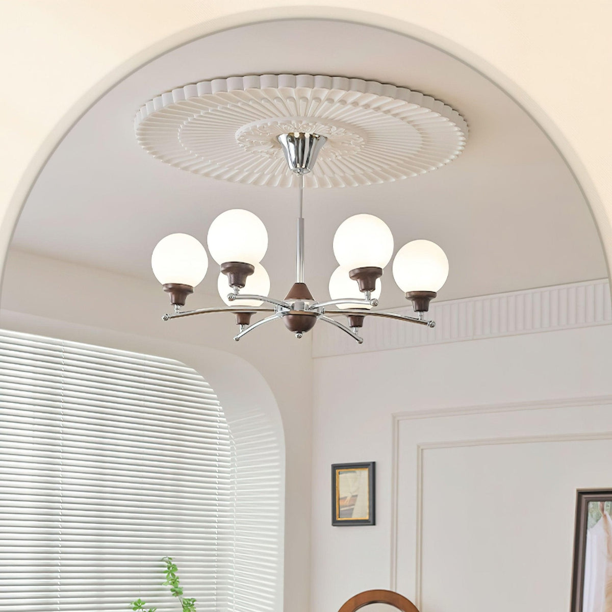 Walnut Glass Ball Curated Mouth-Blown Frosted Gl – unlit natural material contrast