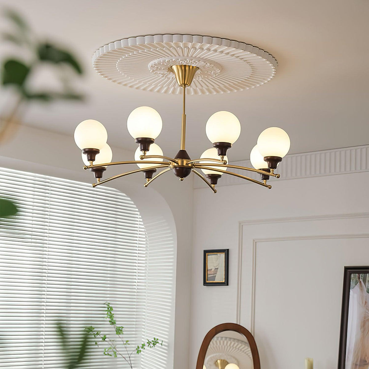 Walnut Glass Ball Curated Mouth-Blown Frosted Gl – spatial dining room perspective