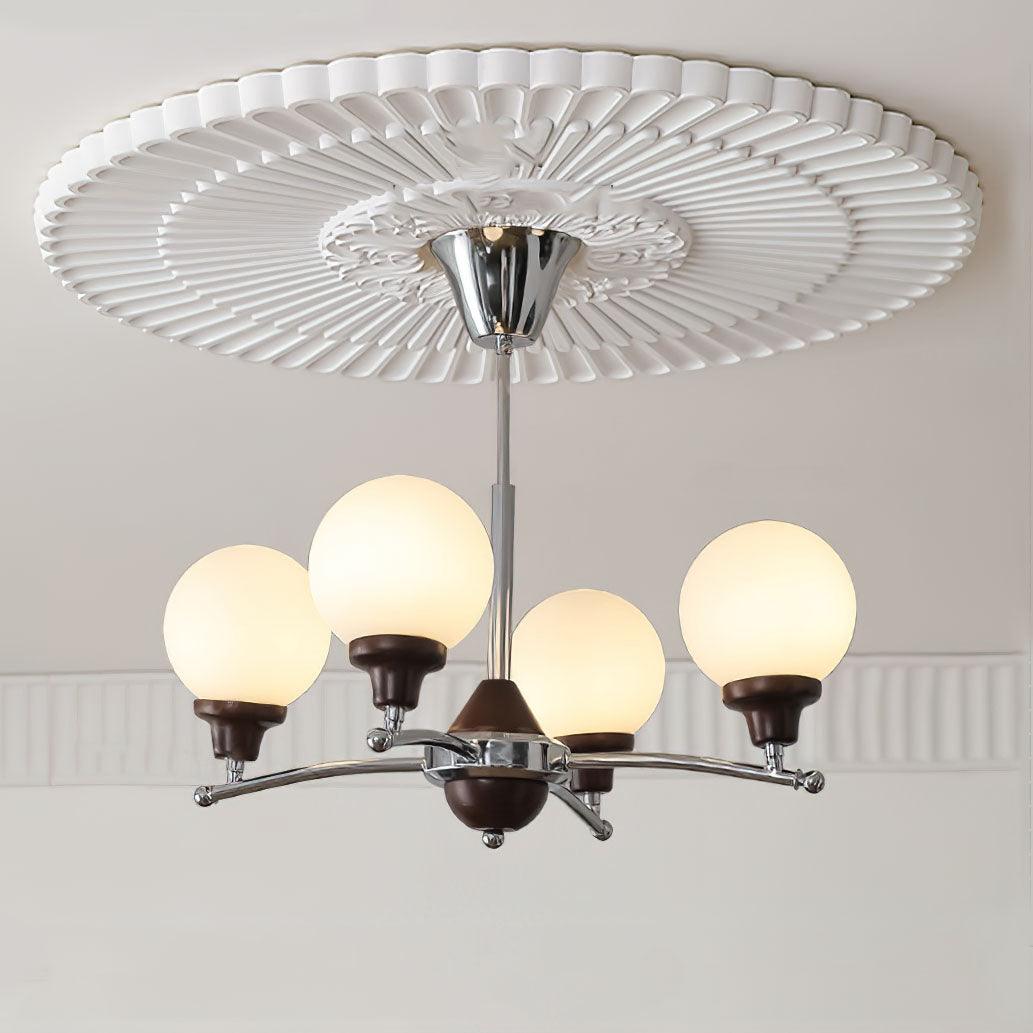 Walnut Glass Ball Curated Mouth-Blown Frosted Gl – 4 Heads Size: ∅ 21.6 x H 17.7  Dia 55cm  finish configuration