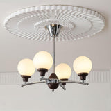 Walnut Glass Ball Curated Mouth-Blown Frosted Gl – 4 Heads Size: ∅ 21.6 x H 17.7  Dia 55cm  finish configuration