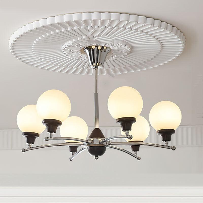 Walnut Glass Ball Curated Mouth-Blown Frosted Gl – 6 Heads Size: ∅ 27.6 x H 17.7  Dia 70cm  finish configuration #1