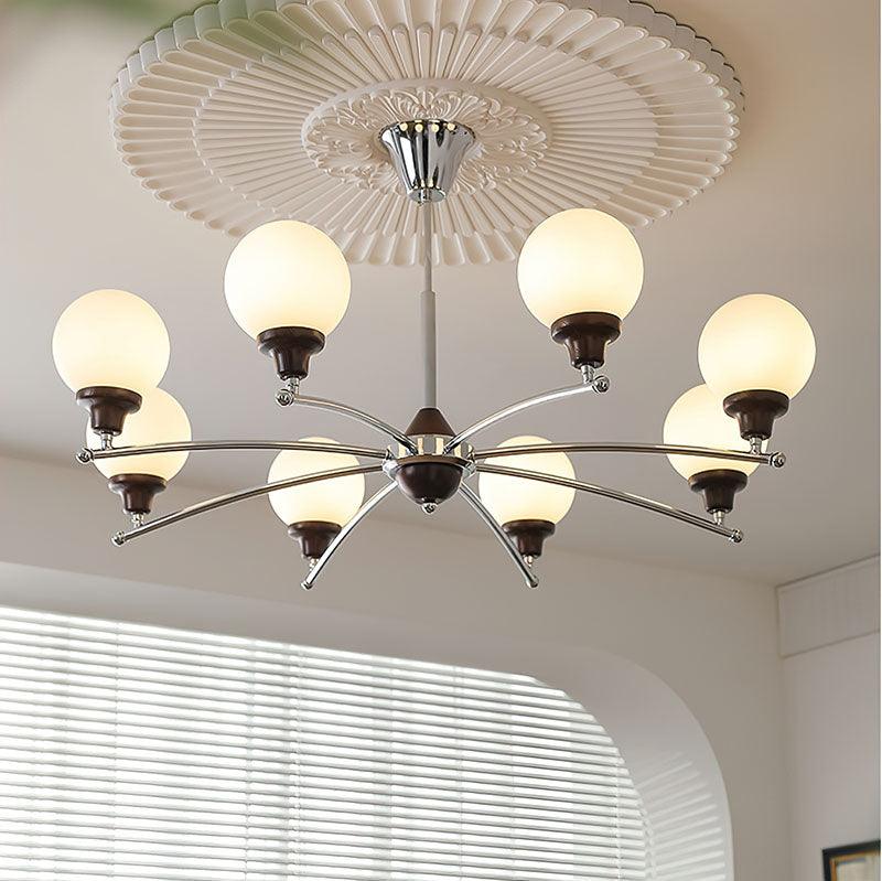 Walnut Glass Ball Curated Mouth-Blown Frosted Gl – 8 Heads Size:  ∅ 35.4 x H 17.7  Dia 90cm finish configuration #1