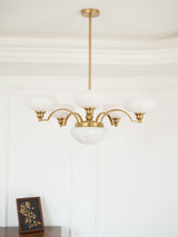 Mouth-Blown Frosted Glass craftsmanship detail on Warre Curated Mouth-Blown Frosted Glass Chandeli