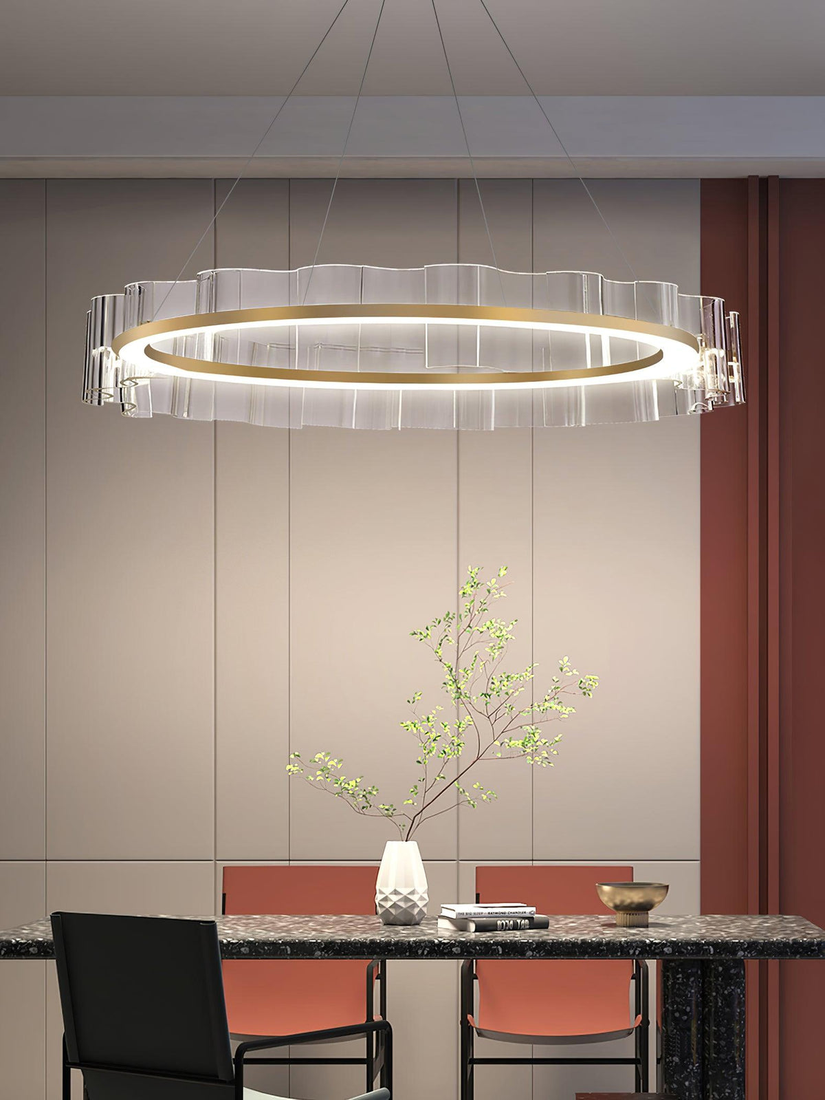 Water Wave Glass Curated Mouth-Blown Frosted Gla – illuminated warm ambiance setting