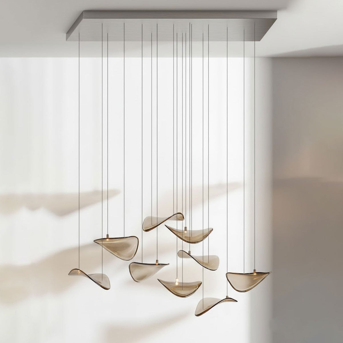 Wave Floating Leaf Chandelier – Ambient Illumination in Luxury Interior Setting View 18
