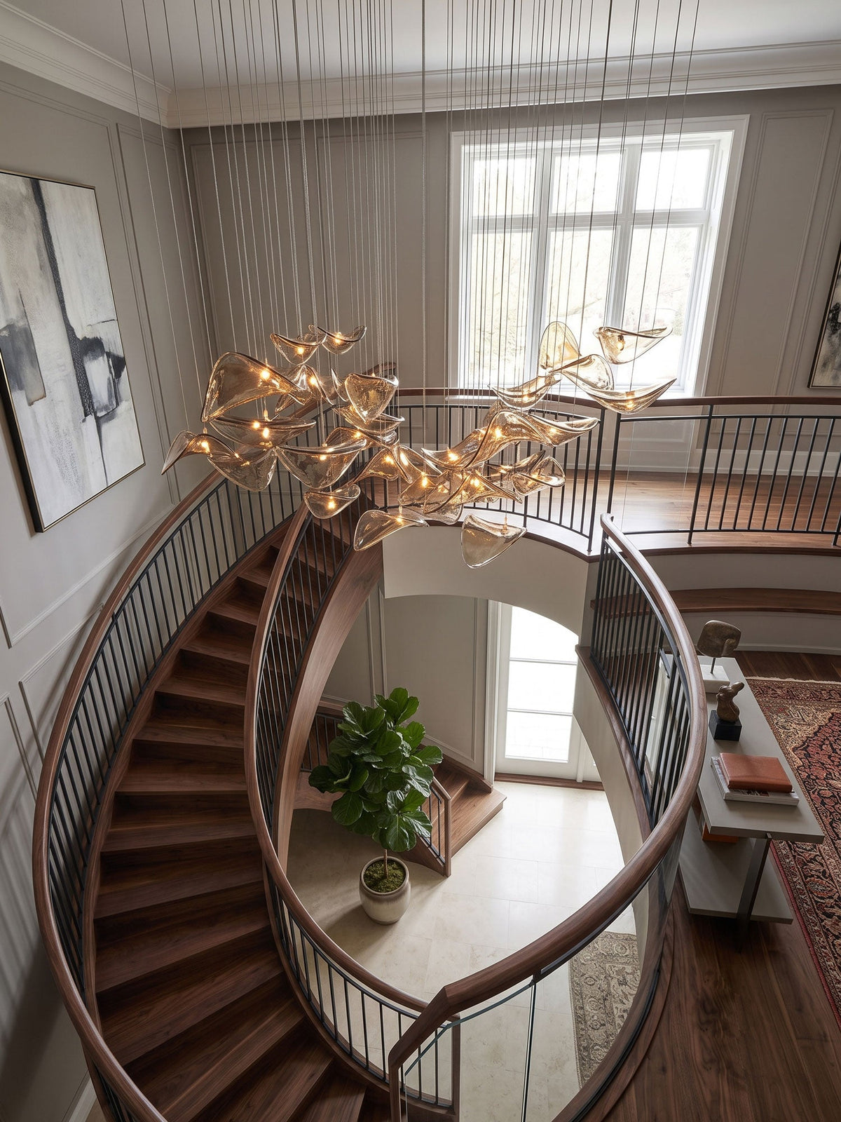 Wave Floating Leaf Chandelier – Ambient Illumination in Luxury Interior Setting View 6