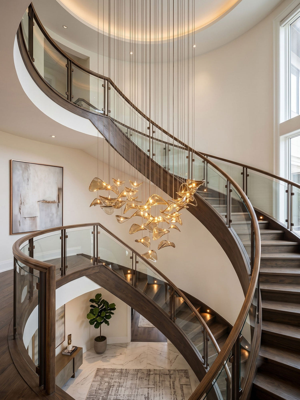 Wave Floating Leaf Chandelier – Ambient Illumination in Luxury Interior Setting View 5