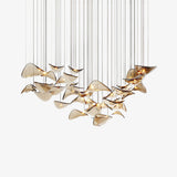 Wave Floating Leaf Chandelier – Handcrafted Architectural Luxury Lighting Fixture