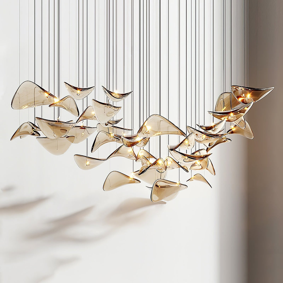 Wave Floating Leaf Chandelier – Handcrafted Material Texture and Detail View