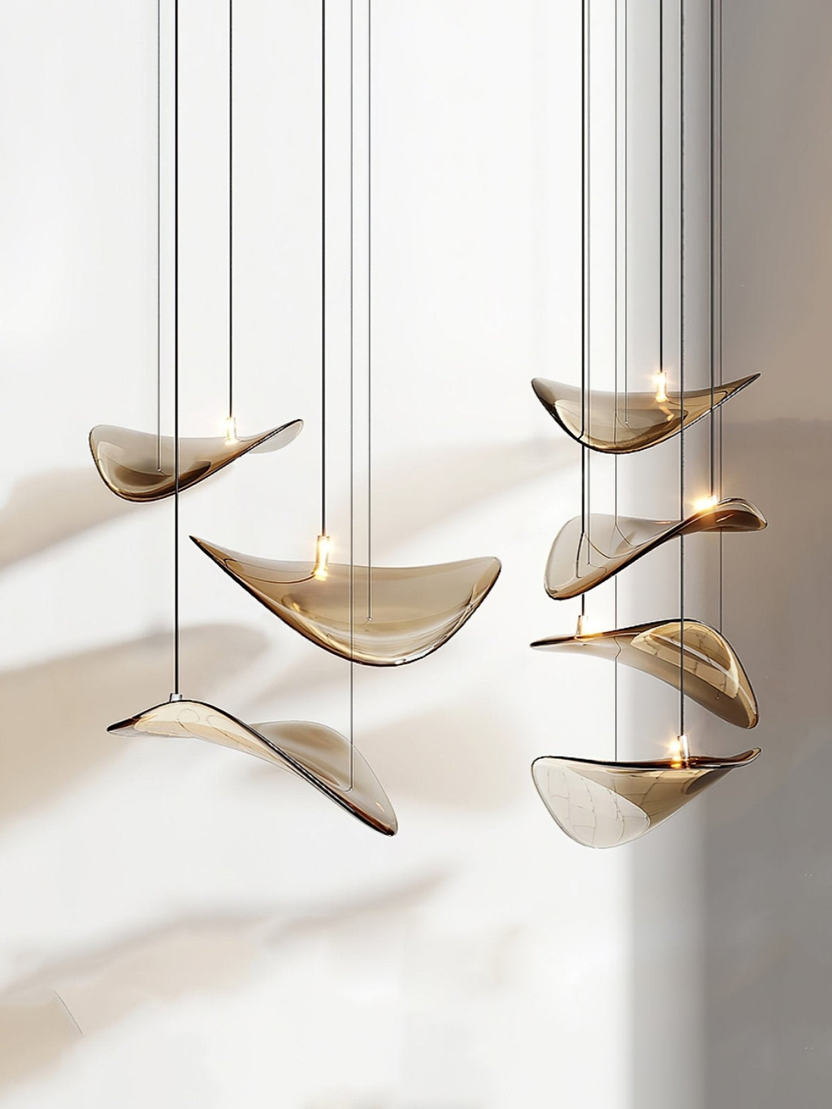 Wave Floating Leaf Chandelier – Ambient Illumination in Luxury Interior Setting View 9