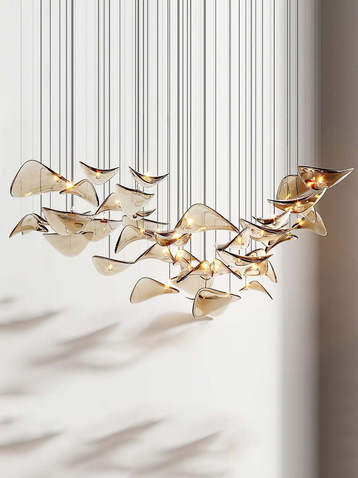 Wave Floating Leaf Chandelier – Ambient Illumination in Luxury Interior Setting View 10