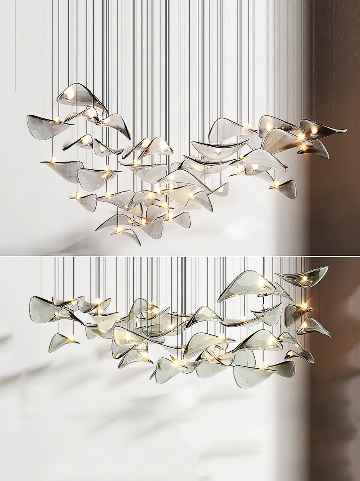 Wave Floating Leaf Chandelier – Ambient Illumination in Luxury Interior Setting View 11