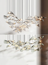 Wave Floating Leaf Chandelier – Ambient Illumination in Luxury Interior Setting View 11