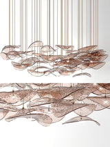 Wave Floating Leaf Chandelier – Ambient Illumination in Luxury Interior Setting View 12