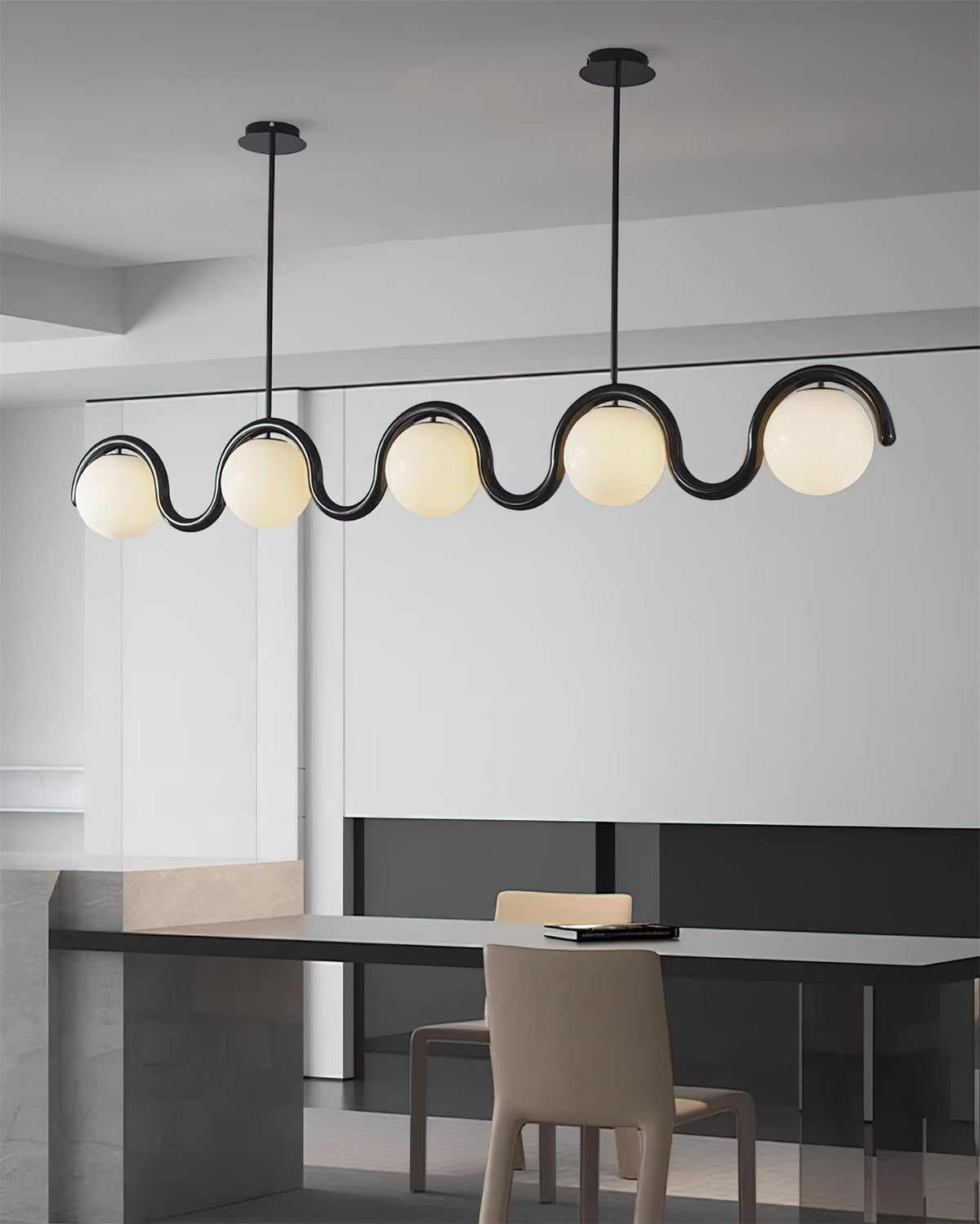 Wavora Curated Iron & Glass Chandelier – dimensional scale reference