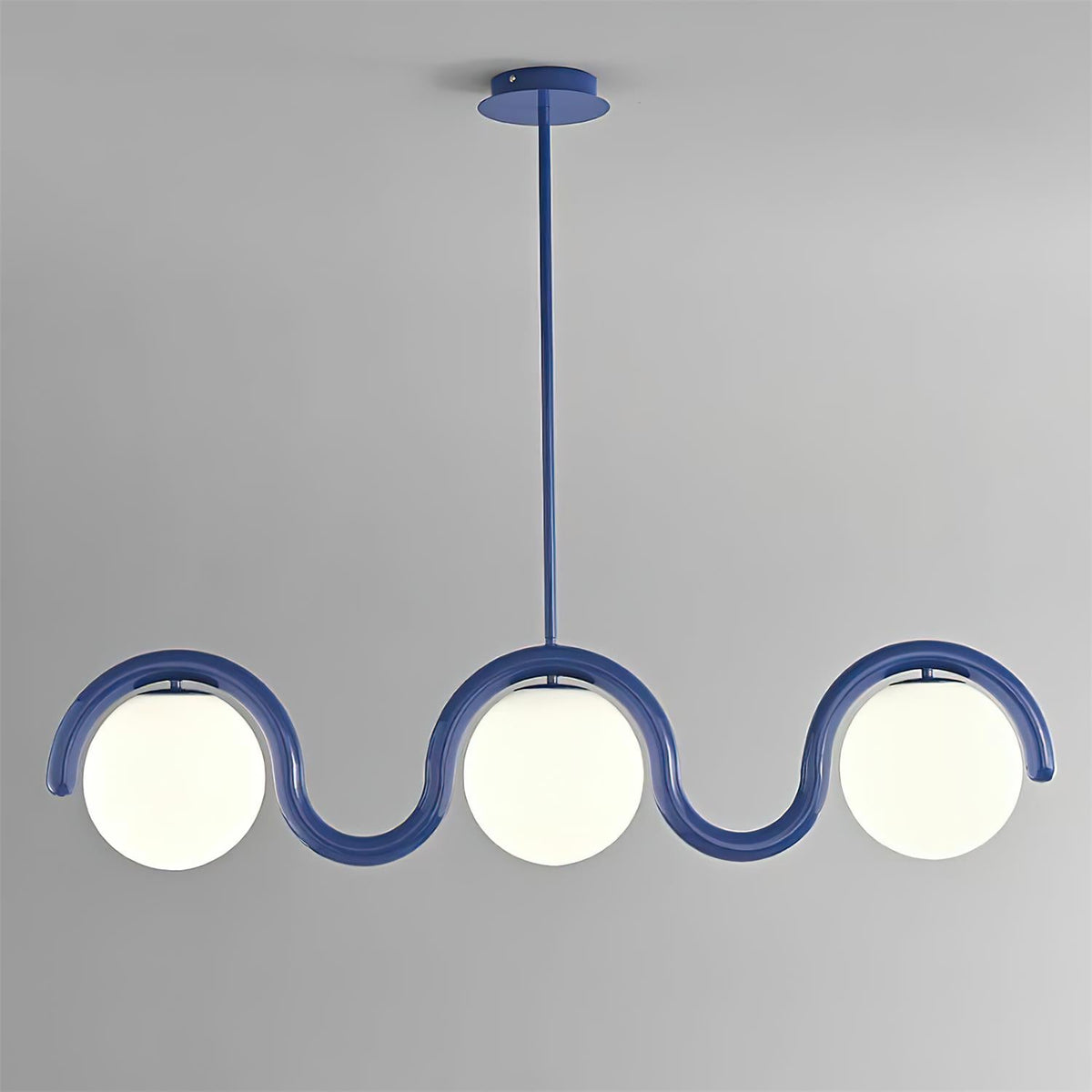 Wavora Curated Iron & Glass Chandelier – spatial dining room perspective