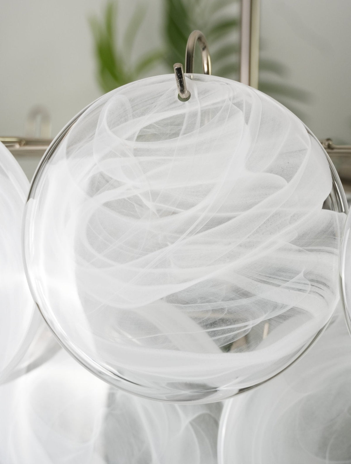 White Glass Disc Chandelier – Ambient Illumination in Luxury Interior Setting View 13