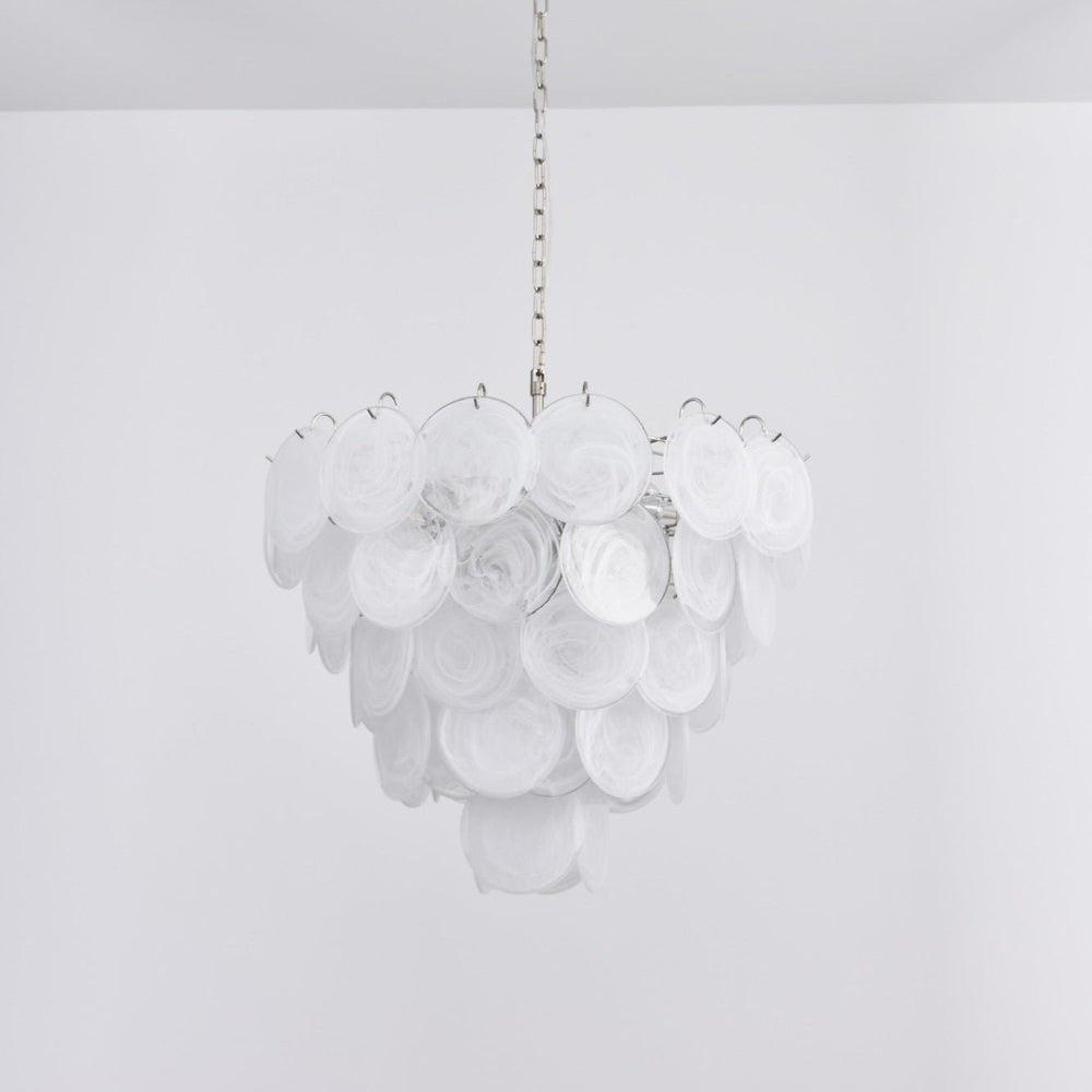 White Glass Disc Chandelier