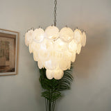 White Glass Disc Chandelier – Ambient Illumination in Luxury Interior Setting View 3