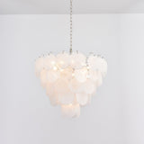 White Glass Disc Chandelier – Ambient Illumination in Luxury Interior Setting View 7