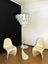 White Glass Disc Chandelier – Ambient Illumination in Luxury Interior Setting View 14