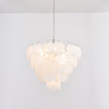 White Glass Disc Chandelier – Ambient Illumination in Luxury Interior Setting View 9
