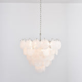 White Glass Disc Chandelier – Ambient Illumination in Luxury Interior Setting View 5