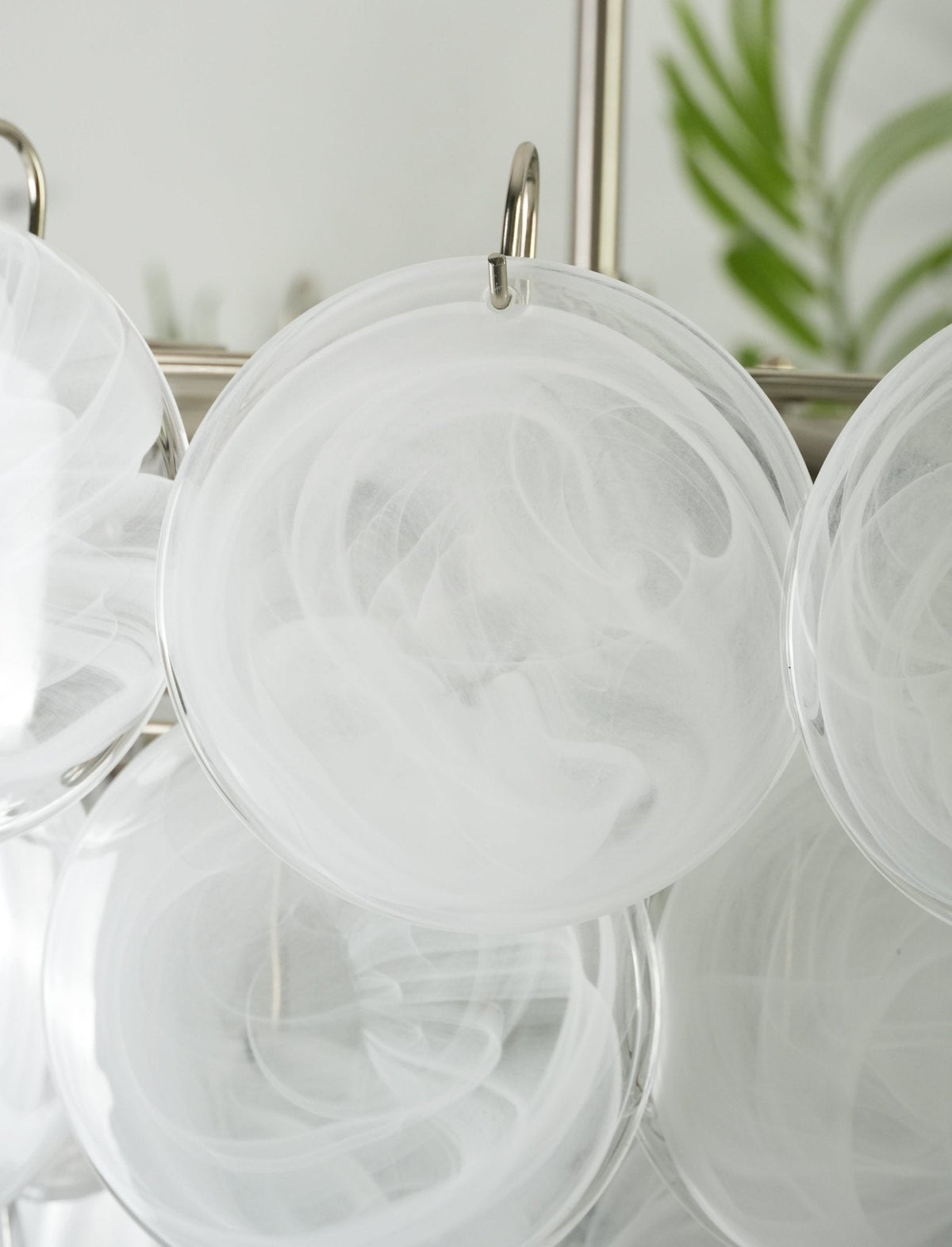 White Glass Disc Chandelier – Ambient Illumination in Luxury Interior Setting View 15