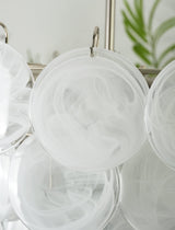 White Glass Disc Chandelier – Ambient Illumination in Luxury Interior Setting View 15