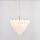 White Glass Disc Chandelier – Ambient Illumination in Luxury Interior Setting View 8