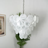 White Glass Disc Chandelier – Ambient Illumination in Luxury Interior Setting View 11