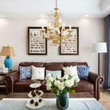 White Rose Crystal Chandelier – Ambient Illumination in Luxury Interior Setting View 14