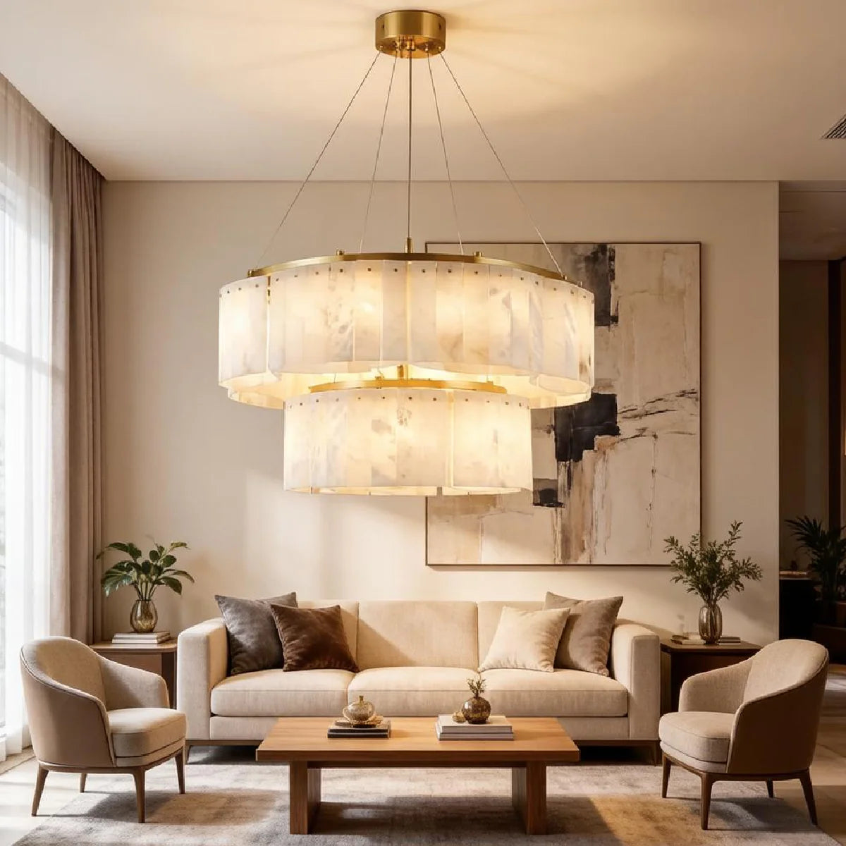 Spanish Alabaster Chandelier View 4 | Willamette Alabaster Chandelier | JINSHE | JINSHE