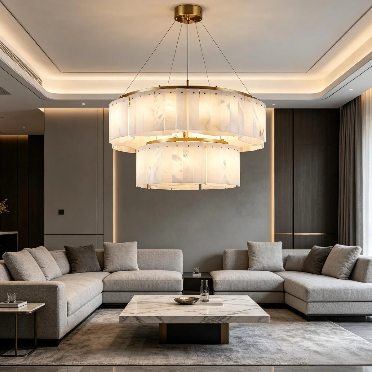 Spanish Alabaster Chandelier View 6 | Willamette Alabaster Chandelier | JINSHE | JINSHE