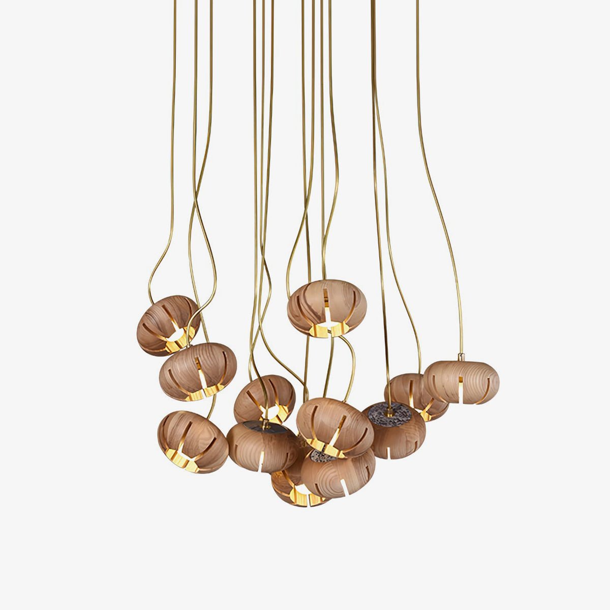 Wood Pumpkin Cluster Chandelier – Handcrafted Architectural Luxury Lighting Fixture