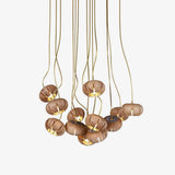 Wood Pumpkin Cluster Chandelier – Handcrafted Architectural Luxury Lighting Fixture
