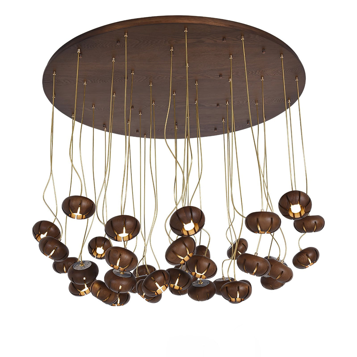 Wood Pumpkin Cluster Chandelier – Ambient Illumination in Luxury Interior Setting View 29