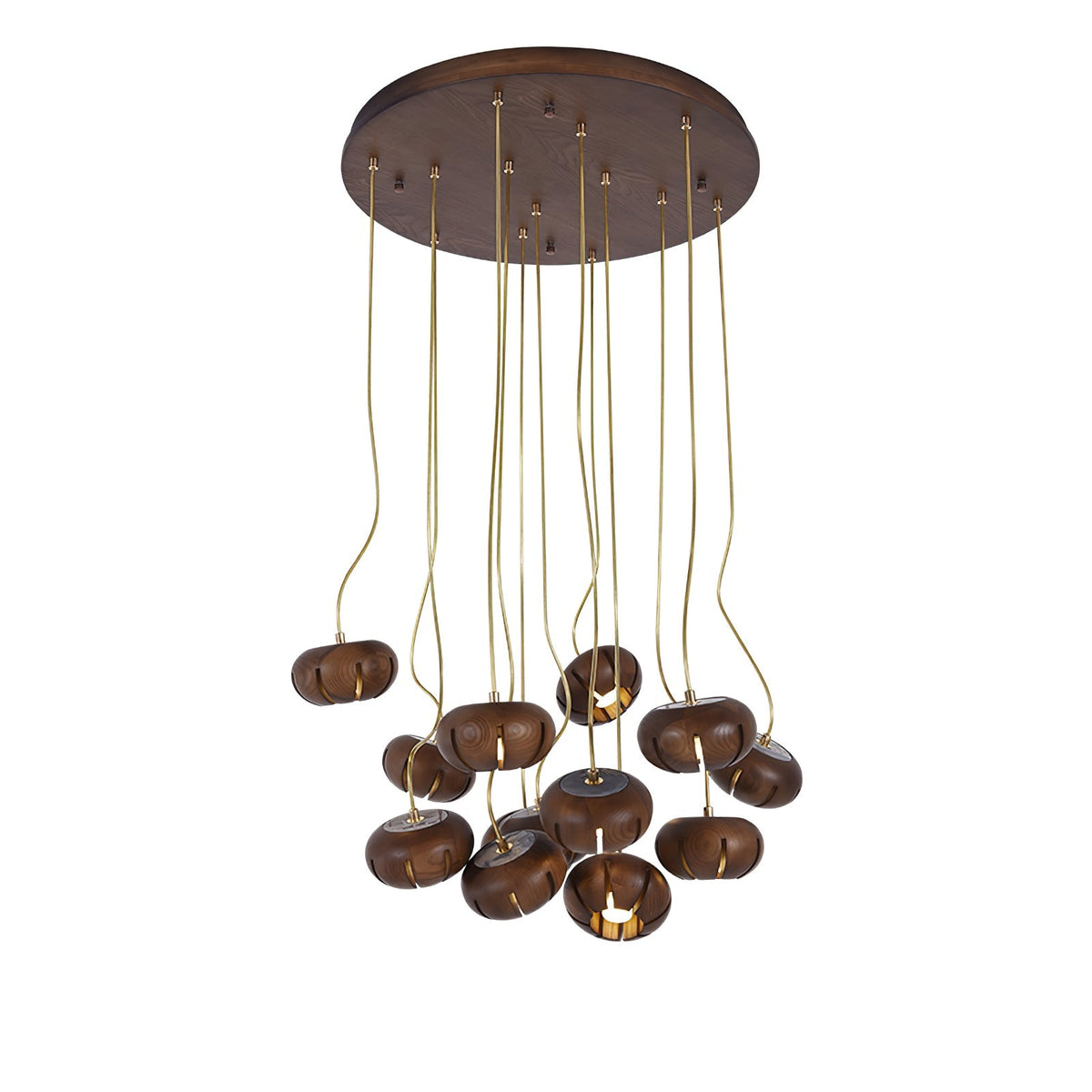 Wood Pumpkin Cluster Chandelier – Ambient Illumination in Luxury Interior Setting View 25