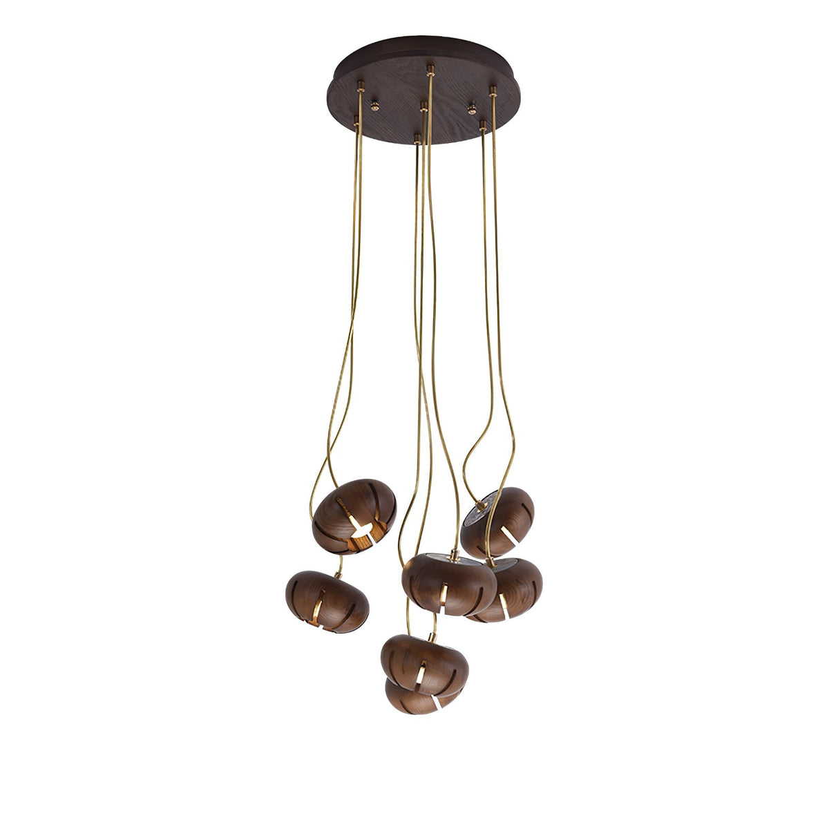 Wood Pumpkin Cluster Chandelier – Ambient Illumination in Luxury Interior Setting View 23
