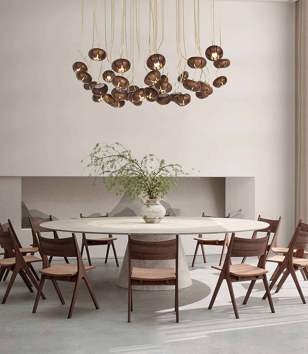 Wood Pumpkin Cluster Chandelier – Ambient Illumination in Luxury Interior Setting View 5