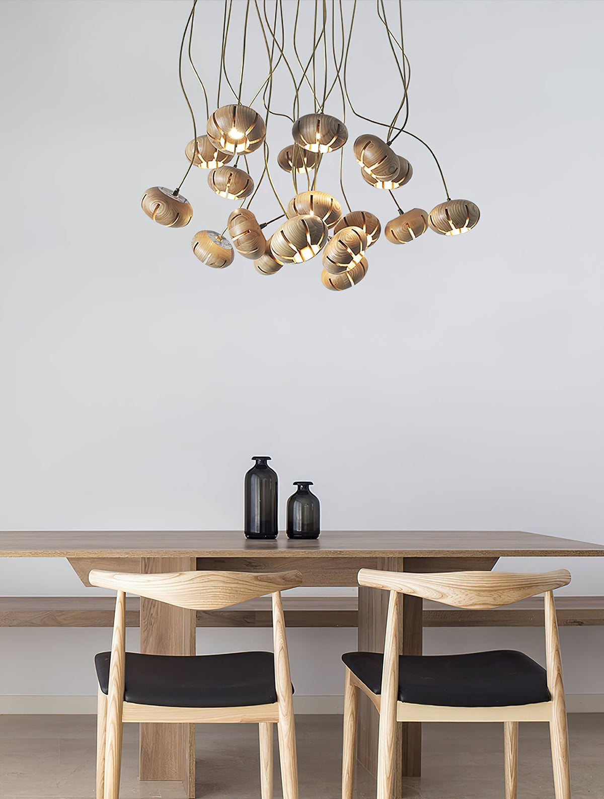 Wood Pumpkin Cluster Chandelier – Ambient Illumination in Luxury Interior Setting View 4