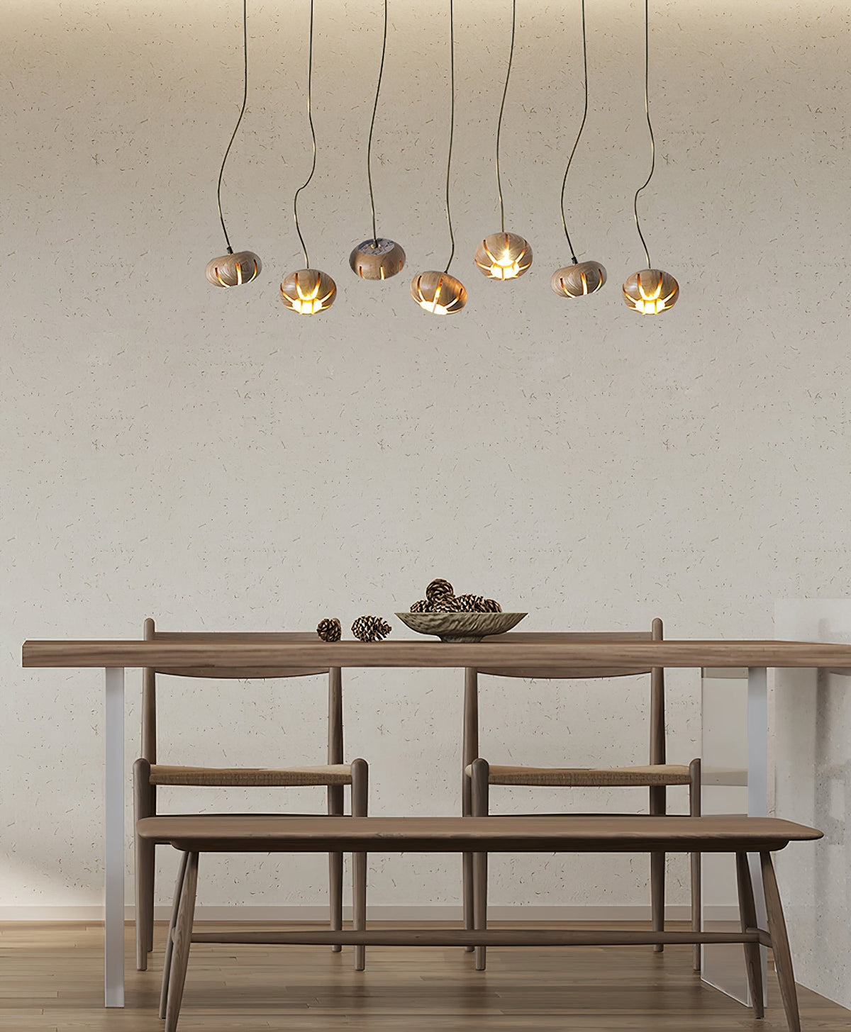 Wood Pumpkin Cluster Chandelier – Ambient Illumination in Luxury Interior Setting View 8