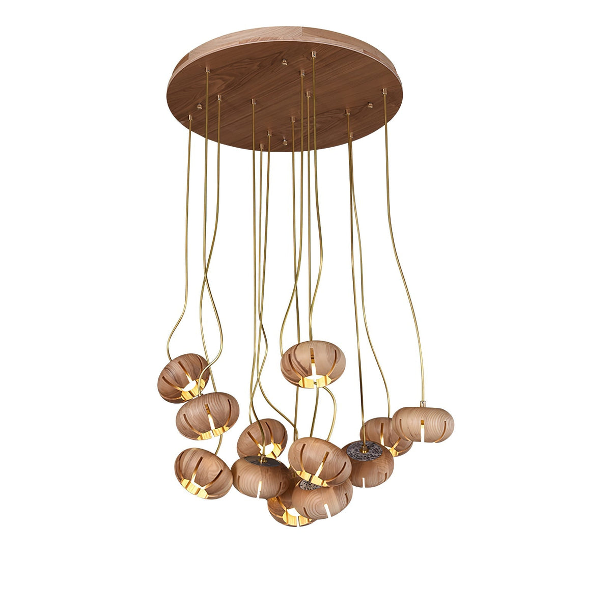 Wood Pumpkin Cluster Chandelier – Ambient Illumination in Luxury Interior Setting View 24