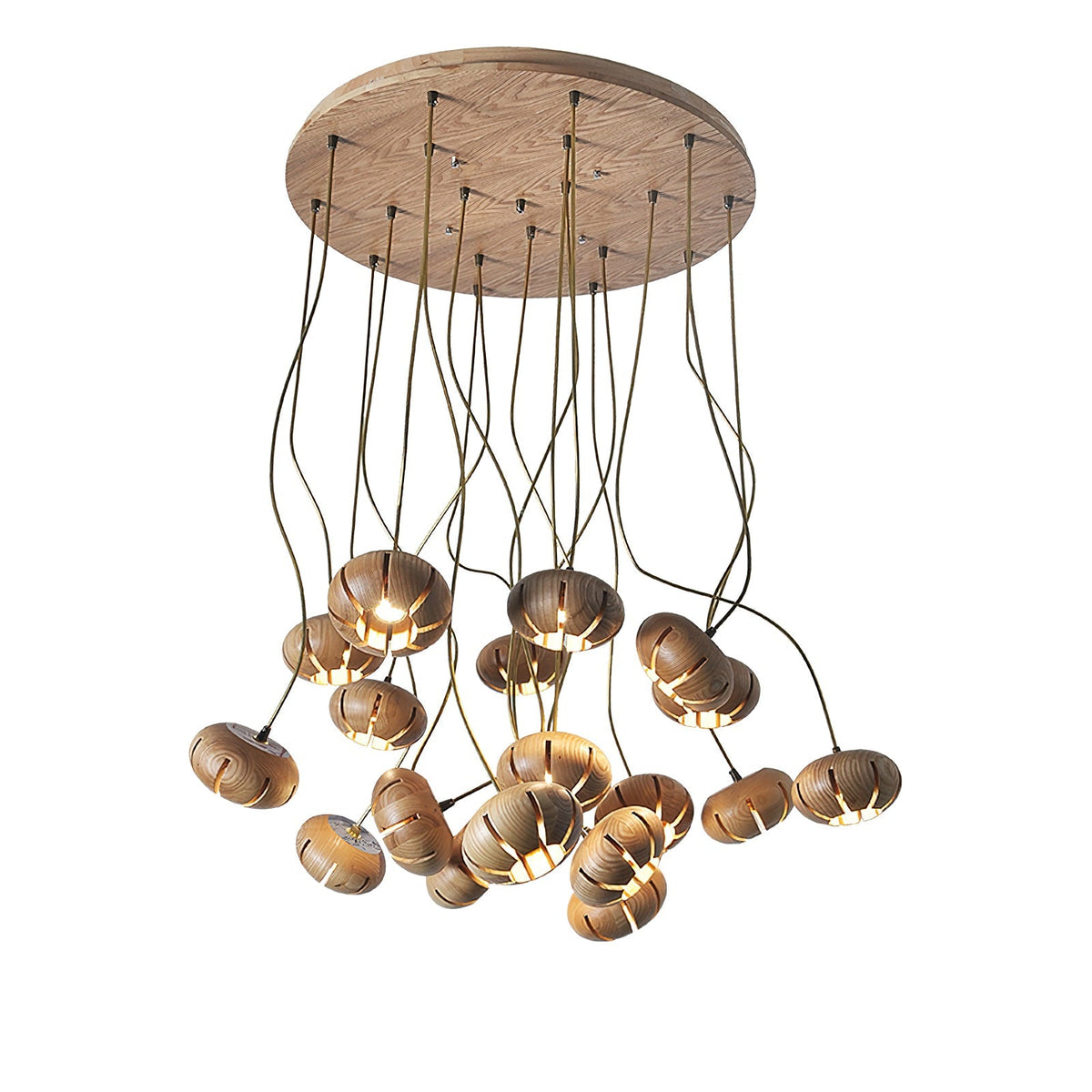 Wood Pumpkin Cluster Chandelier – Ambient Illumination in Luxury Interior Setting View 26