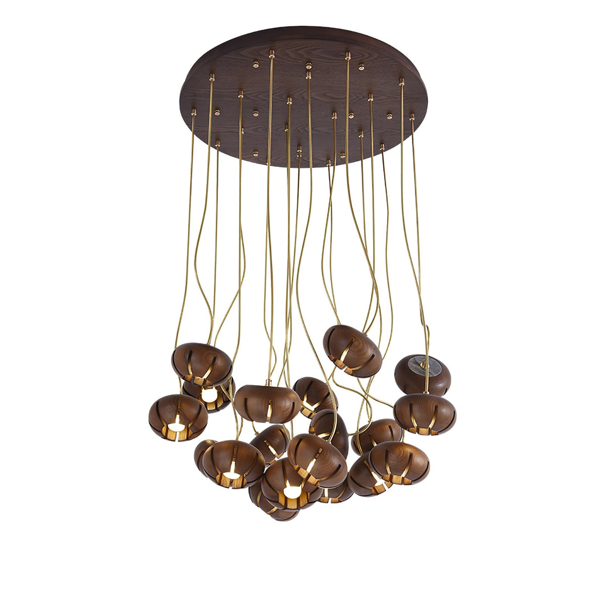 Wood Pumpkin Cluster Chandelier – Ambient Illumination in Luxury Interior Setting View 27