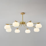Plastic Cotton Balls Curated Iron & Glass Chande – unlit natural material contrast