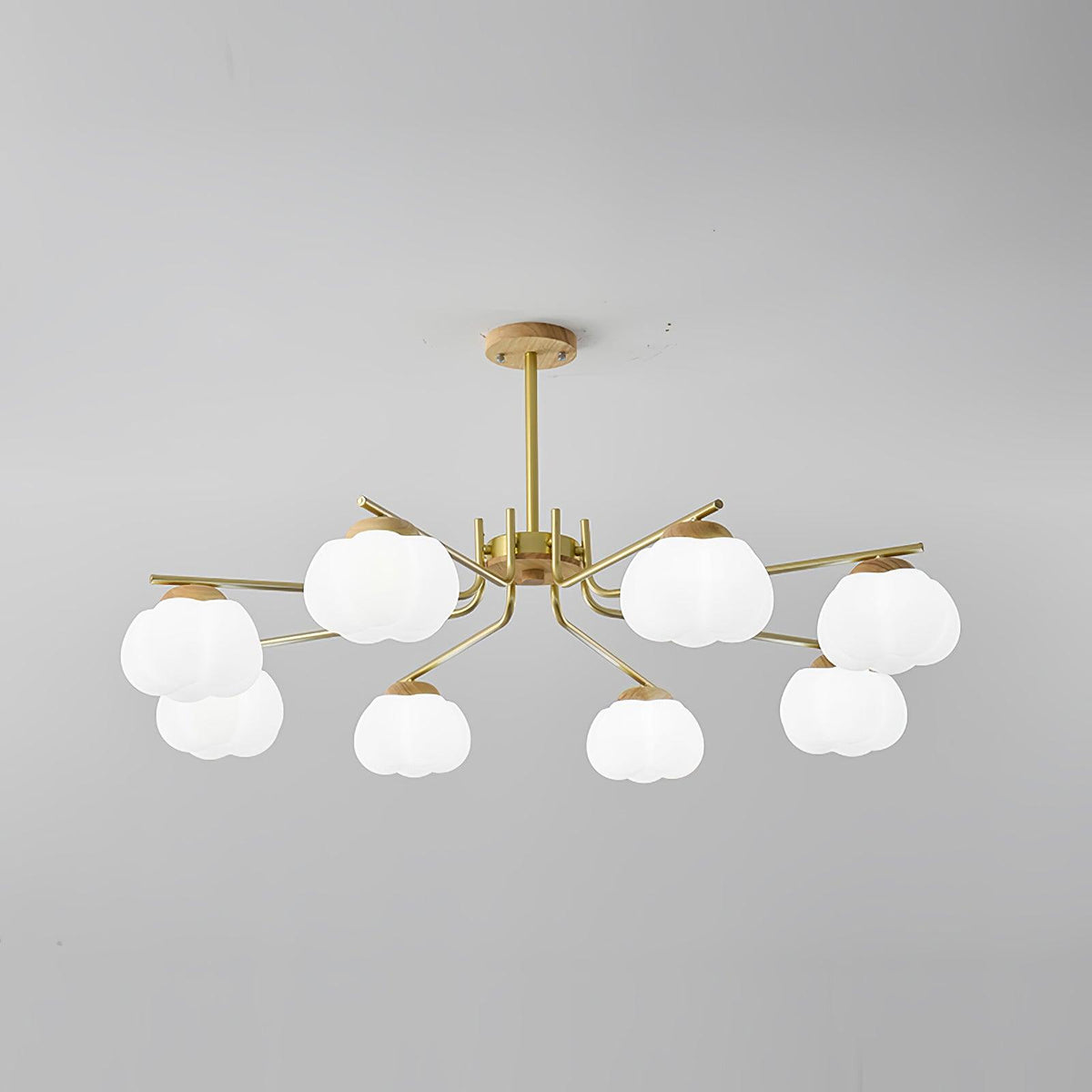 Plastic Cotton Balls Curated Iron & Glass Chande – spatial dining room perspective