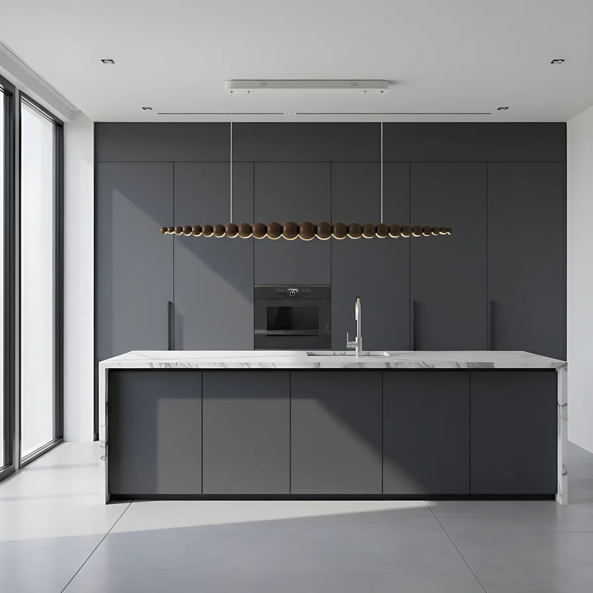Black Walnut Chandelier View 5 | line Orb Black Walnut Chandelier | The Black Walnut Gallery | JINSHE | JINSHE