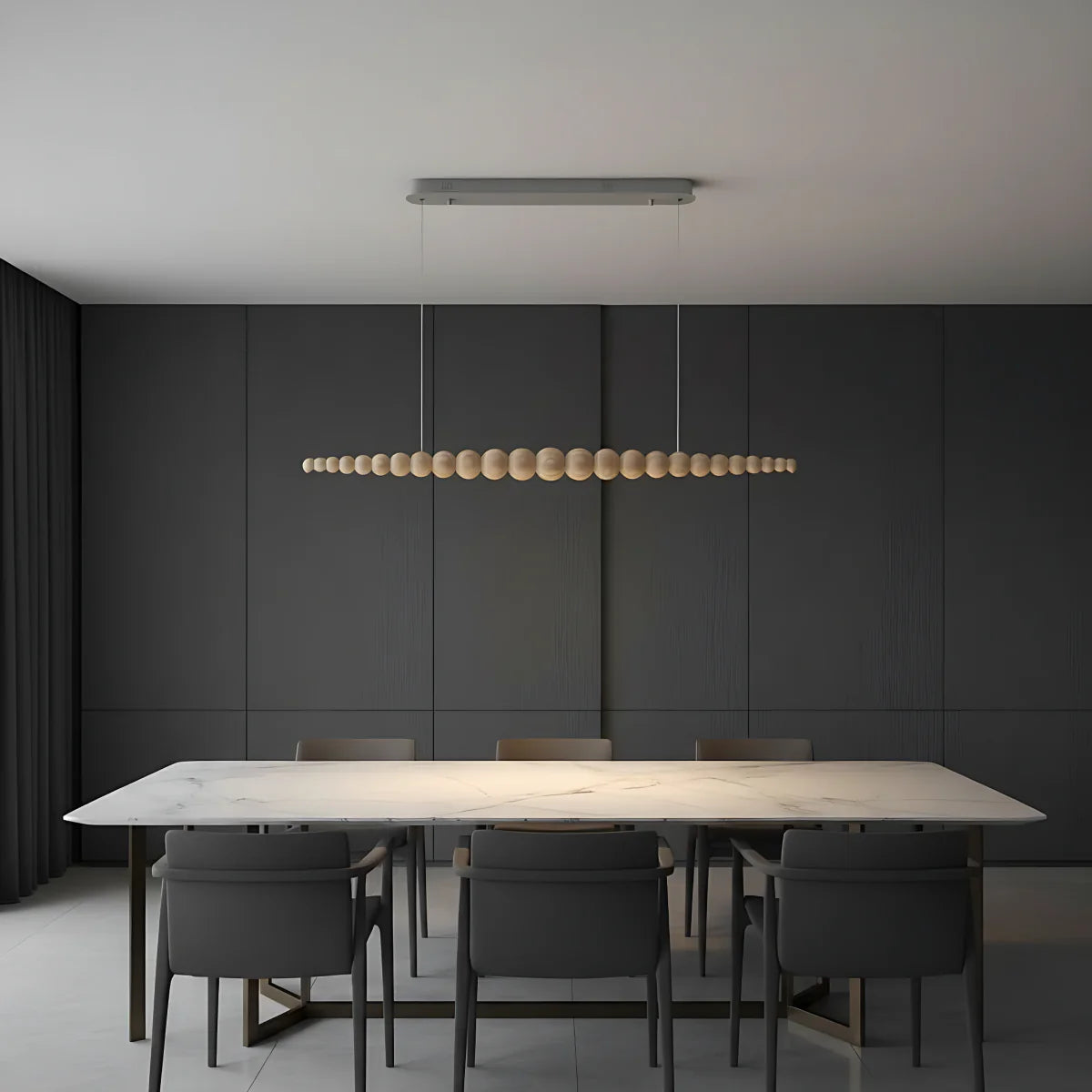 Black Walnut Chandelier View 9 | line Orb Black Walnut Chandelier | The Black Walnut Gallery | JINSHE | JINSHE