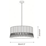 Wynora Curated Iron & Glass Pendant Light – dimensional scale reference
